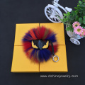 Emoji Fox Furry Ball Keychain Dyed Colors Fur Ball Keyring